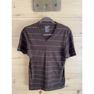 Old Navy V-neck T-Shirt Brown w/ Thin White Stripe